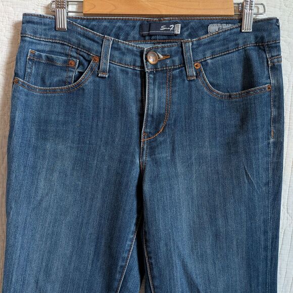 Vintage Y2K Seven7 Jeans Low Rise Flare Denim Dark Wash Preppy Size 4 - Picture 3 of 9